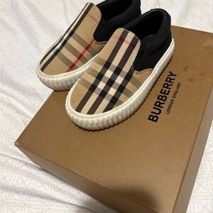 Burberry Kids Checkered Slip-On Sneakers - Black and Tan